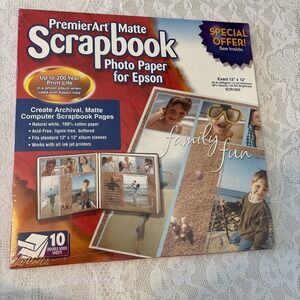 12 x 12 Scrapbook Epson PremierArt Photo Paper Matte White Archival NEW SCR1003